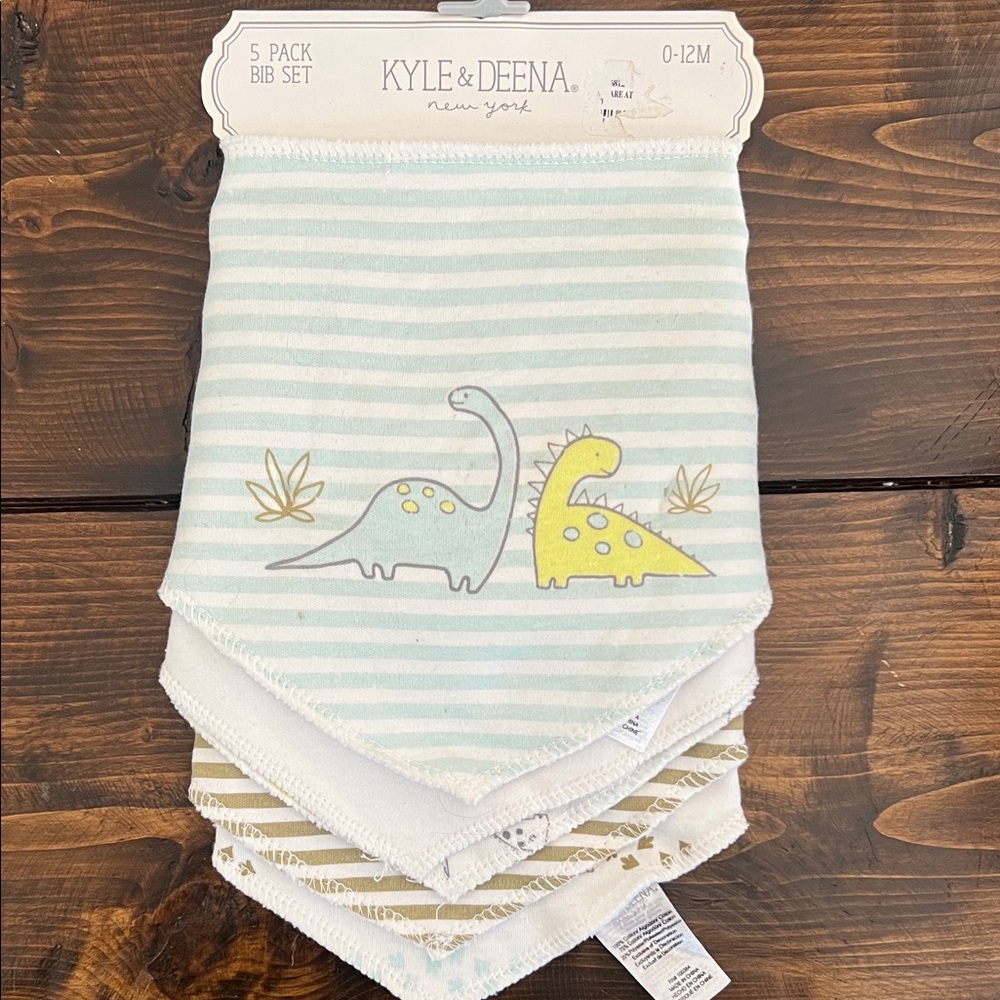 Kyle & Deena Dinosaur Bib Set - Green and Yellow